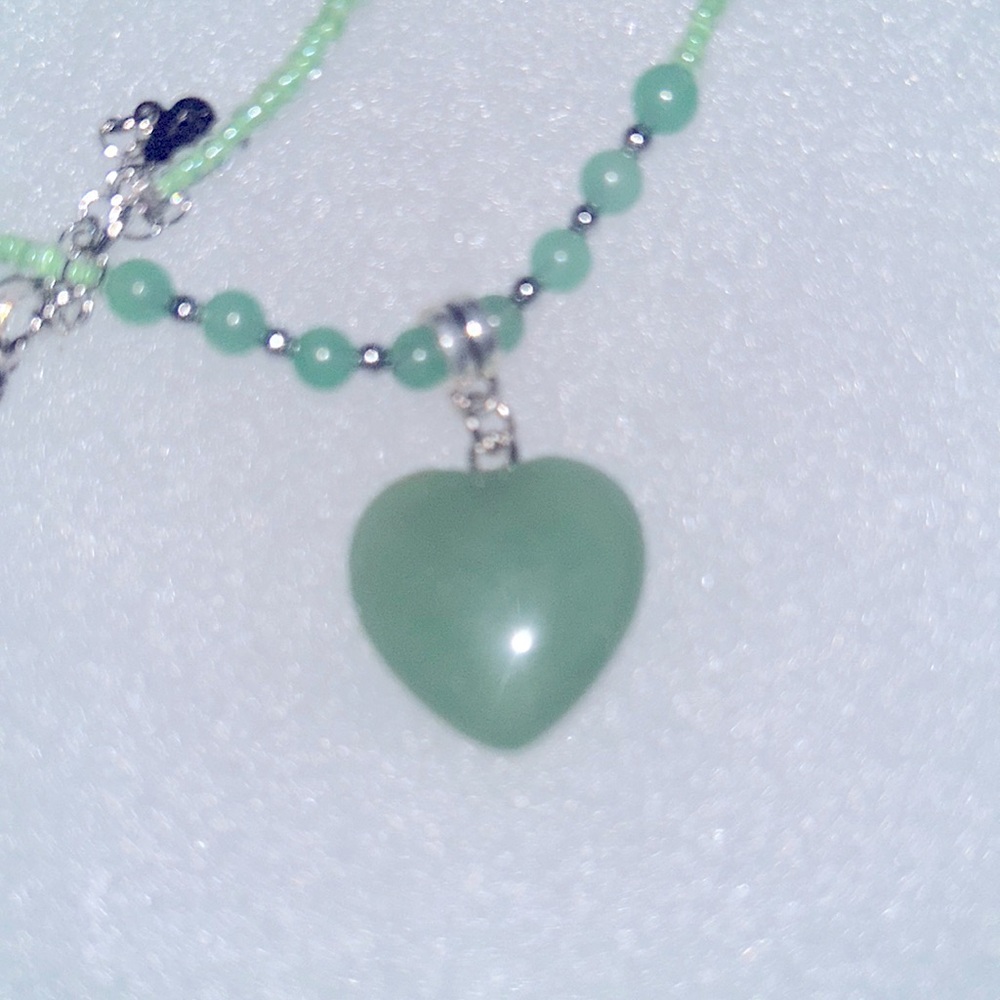 Boho hippie Jade 16-18” Sterling Silver Neckl…